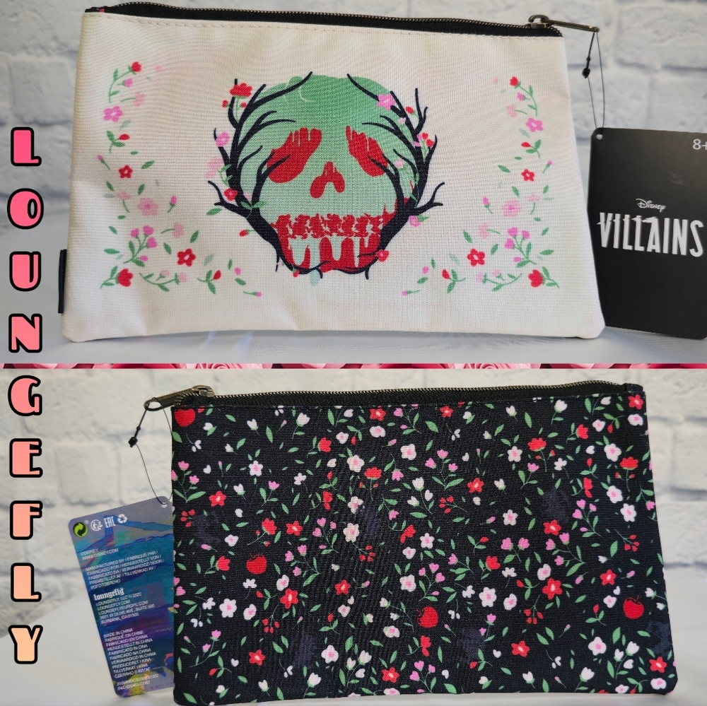 Loungefly Disney Snow White & the Seven Dwarfs Poison Apple Skull Pouch Bag New
